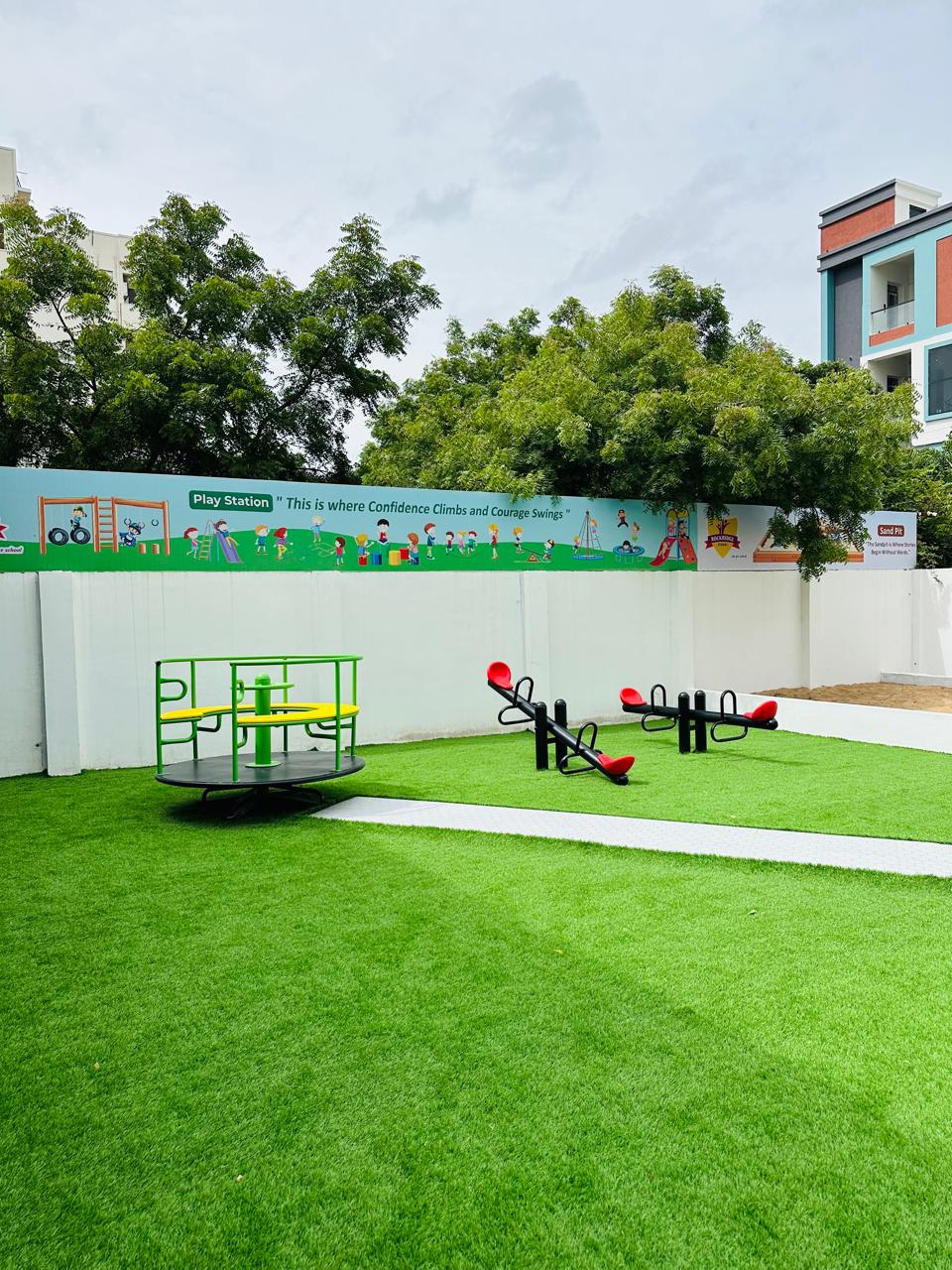 Preschool library corner with books