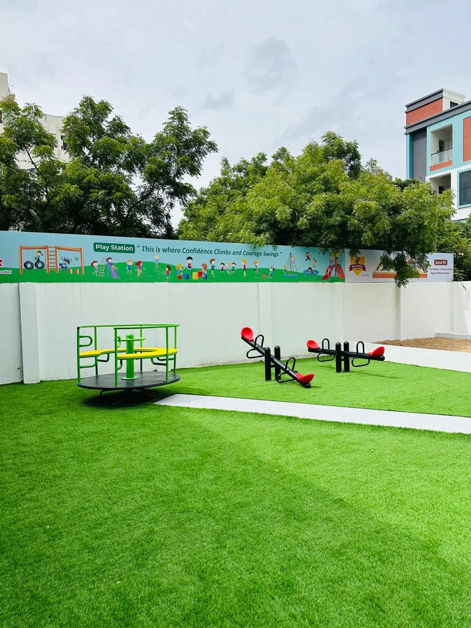 Preschool library corner with books