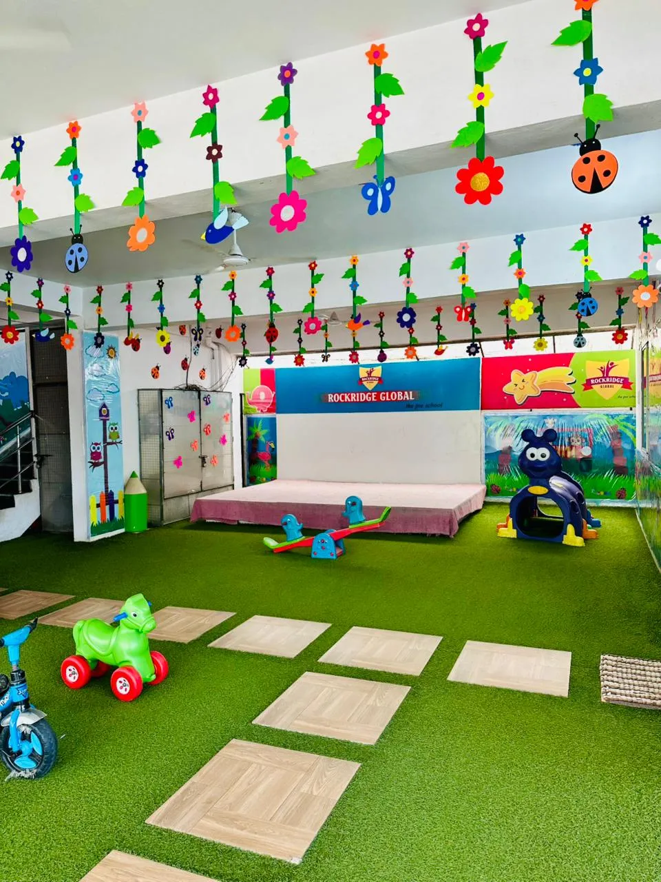 Preschool library corner with books