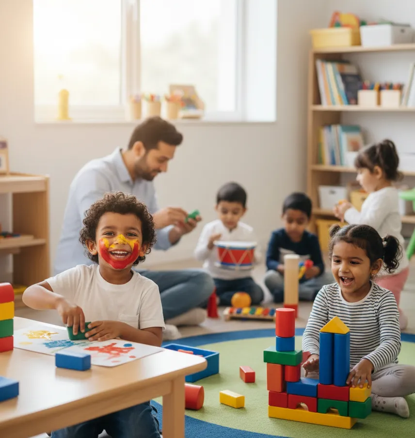 Children playing and learning through activities